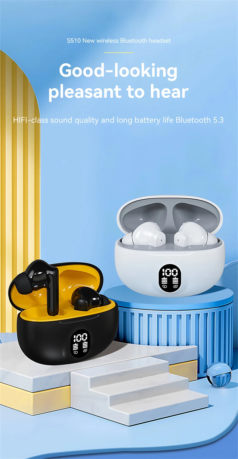 Wireless Bluetooth Headphones - HD Sound & Long Battery