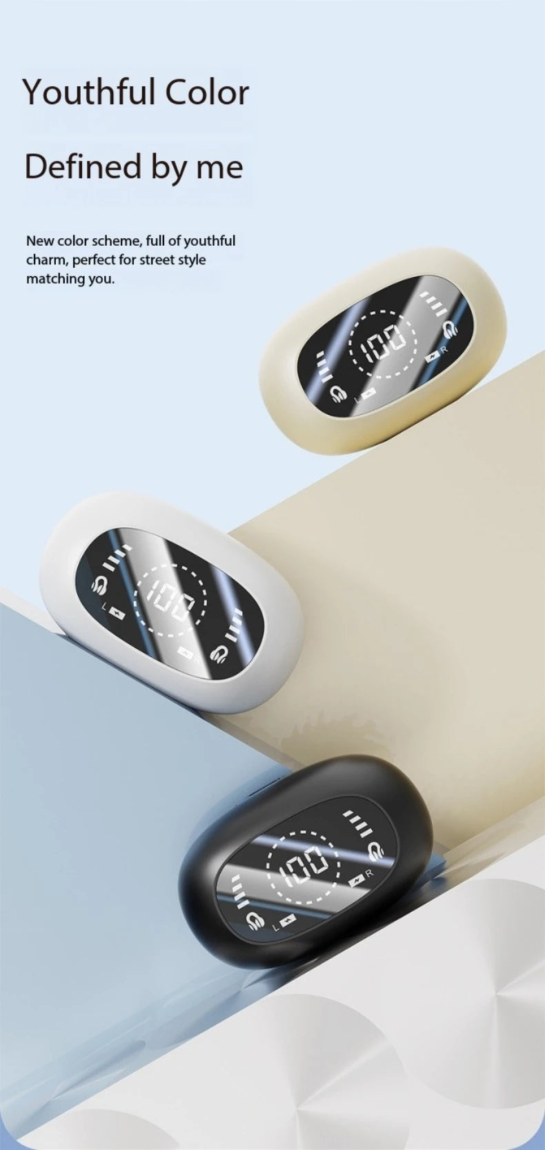 Fashion Clip-On Headphones with LED Display & Long Battery
