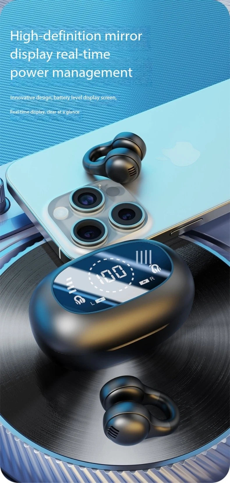 Fashion Clip-On Headphones with LED Display & Long Battery