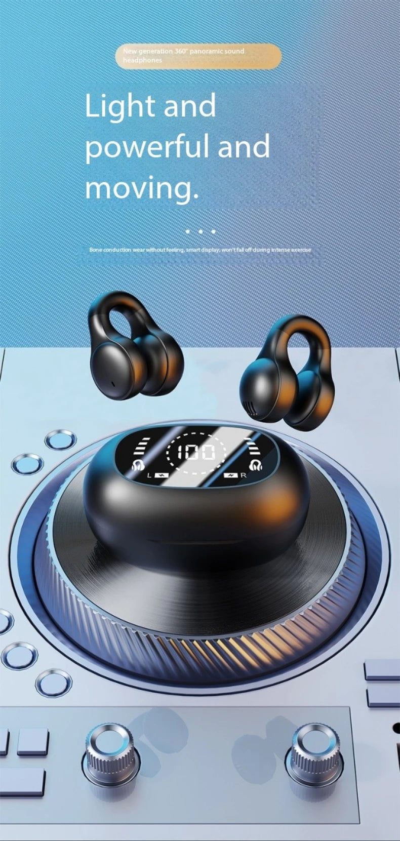 Fashion Clip-On Headphones with LED Display & Long Battery