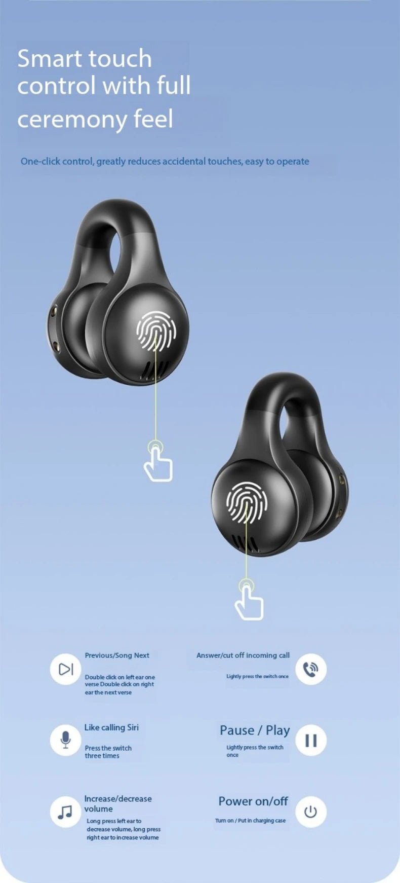 Fashion Clip-On Headphones with LED Display & Long Battery