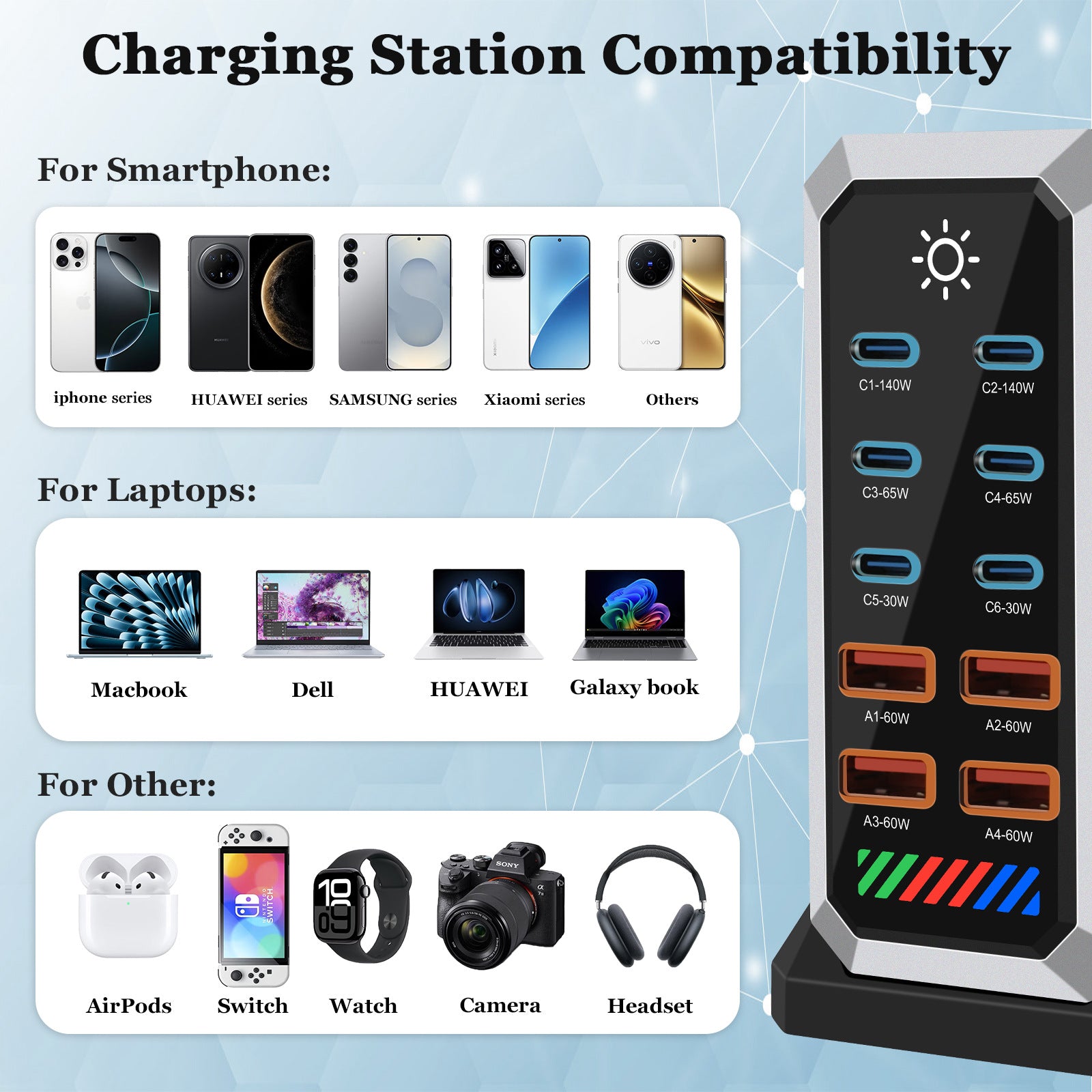 High-power desktop charging station